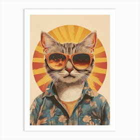 Vintage Retro Poster Cool Cat 2 Art Print