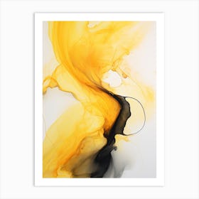 Yellow And Black Flow Asbtract Painting 0 Art Print