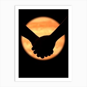 Silhouette Of Hands Holding Hands 1 Art Print