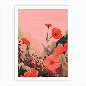 Boho Wildflower Painting Wild Geranium 2 Art Print