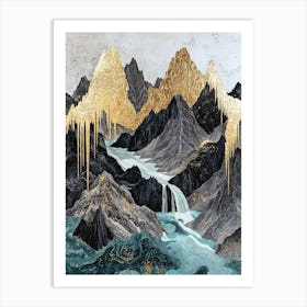 Makalu Shadows Gilded Reflections Art Print