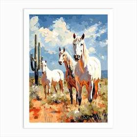 Horses Painting In Arizona Desert, Usa 1 Art Print