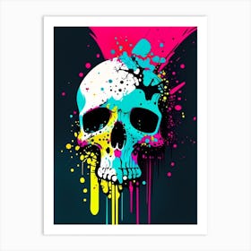 Skull With Splatter Effects 3 Pop Art Art Print