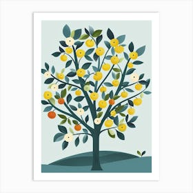 Apple Tree Flat Illustration 8 Art Print