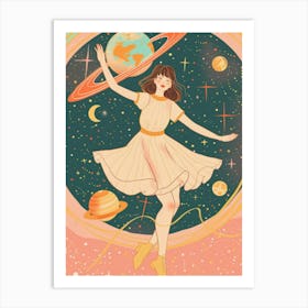 Girl In Space 1 Art Print