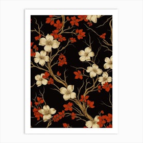 Winter Jasmine 3 William Morris Style Winter Florals Art Print