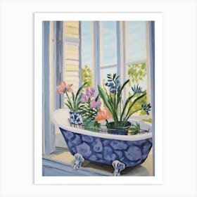 A Bathtube Full Iris In A Bathroom 2 Art Print