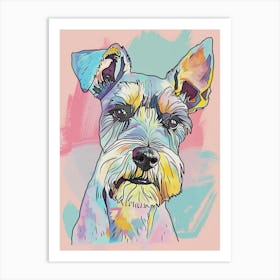 Miniature Schnauzer Dog Pastel Line Watercolour Illustration  2 Art Print