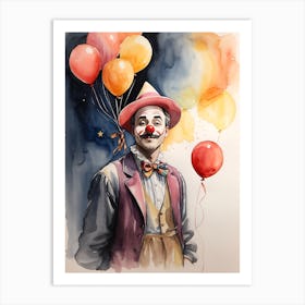 Clown With Balloons 4 Art Print