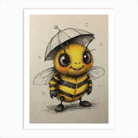 Bee With Umbrella 4 Art Print