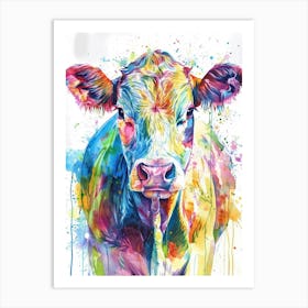 Cow Colourful Watercolour 3 Art Print