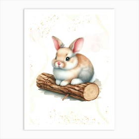 Bunny On A Log Art Print