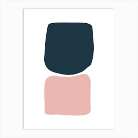 Abstract Hobbled Stones Pink And Navy Two Art Print