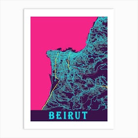 Beirut Map Poster 1 Art Print