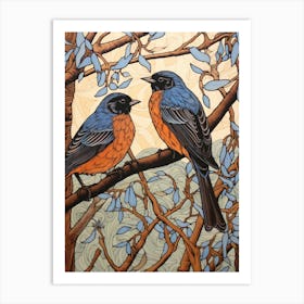 Art Nouveau Birds Poster Bluebird 1 Art Print