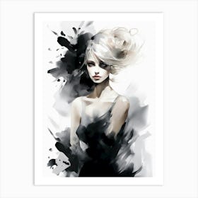 Black And White Painting of a woman Art Print