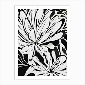 Black and White Flowers Monochrome Print Art Print