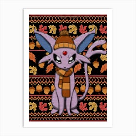 Fall Espeon Sweater - Pokemon Autumn Art Print
