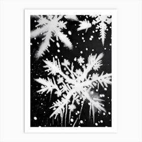 Snowflakes In The Snow, Snowflakes, Black & White 1 Art Print