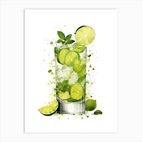 Illustration Mojito Floral Infusion Cocktail 1 Art Print