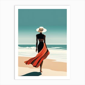 Illustration of an African American woman at the beach 112 Art Print