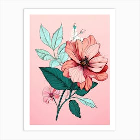 Pink Flowers On A Pink Background 7 Art Print