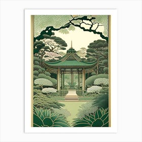 Meiji Shrine Inner Garden, Japan Vintage Botanical Art Print