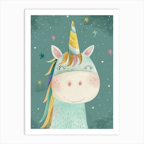 Rainbow Pastel Unicorn Storybook Style 3 Art Print