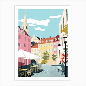 Oslo, Norway, Flat Pastels Tones Illustration 3 Art Print