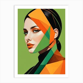 Geometric Woman Portrait Pop Art (46) Art Print