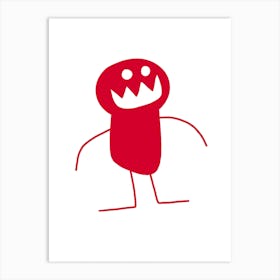 Kids Art Red Mascot Monster Art Print