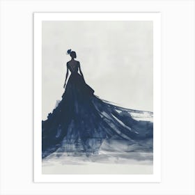 Woman In A Blue Dress Art Print
