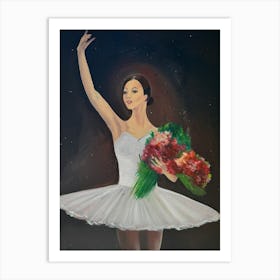 Ballerina With Flowers Art Print