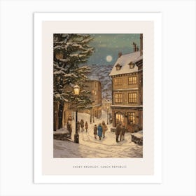 Vintage Winter Poster Cesky Krumloy Czech Republic 3 Art Print