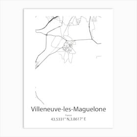 Villeneuve Les Maguelone,France Minimalist Map Art Print