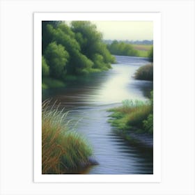River Current Landscapes Waterscape Crayon 3 Art Print