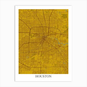 Houston Texas Yellow Blue Art Print