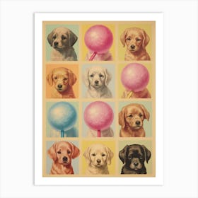 Collection Of Vintage Dogs Puppies And Lollipops Kitsch 8 Art Print