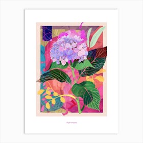 Hydrangea 3 Neon Flower Collage Poster Art Print