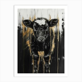 Black And Gold Cow Art Print