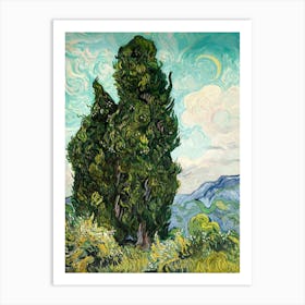 Two Cypress Trees Art Print