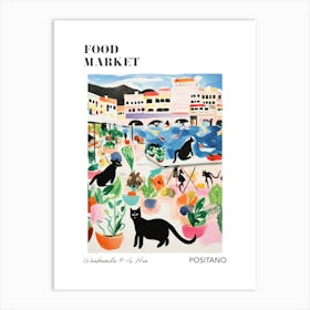 The Food Market In Positano 2 Illustration Poster Art Print