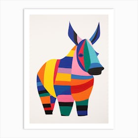 Colourful Kids Animal Art Rhinoceros 3 Art Print