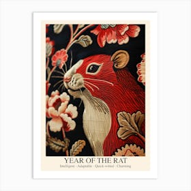 Chinese Lunar Year Of The Rat 1 William Morris Style Art Print