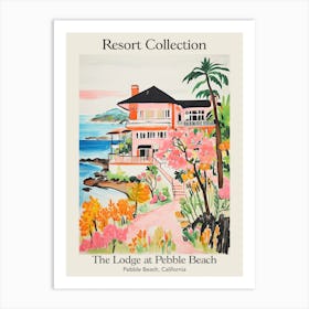 Poster Of The Lodge At Pebble Beach   Pebble Beach, California   Resort Collection Storybook Illustration 2 Art Print