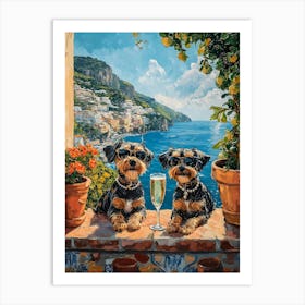 Terriers Drink On Italian Coast Art Print