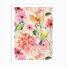 Spring Birdsong Flowers Art Print