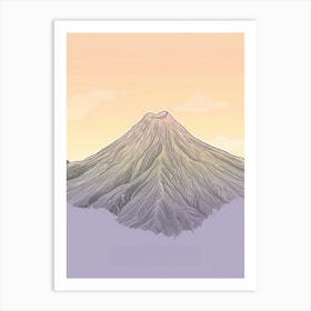 Mount Yasur Vanuatu Color Line Drawing (2) Art Print