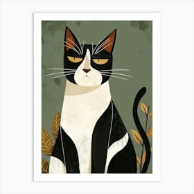 Cat With Leaves 10 Art Print