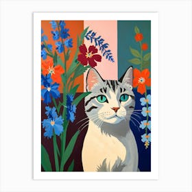 Cat With Flowers 4 Art Print